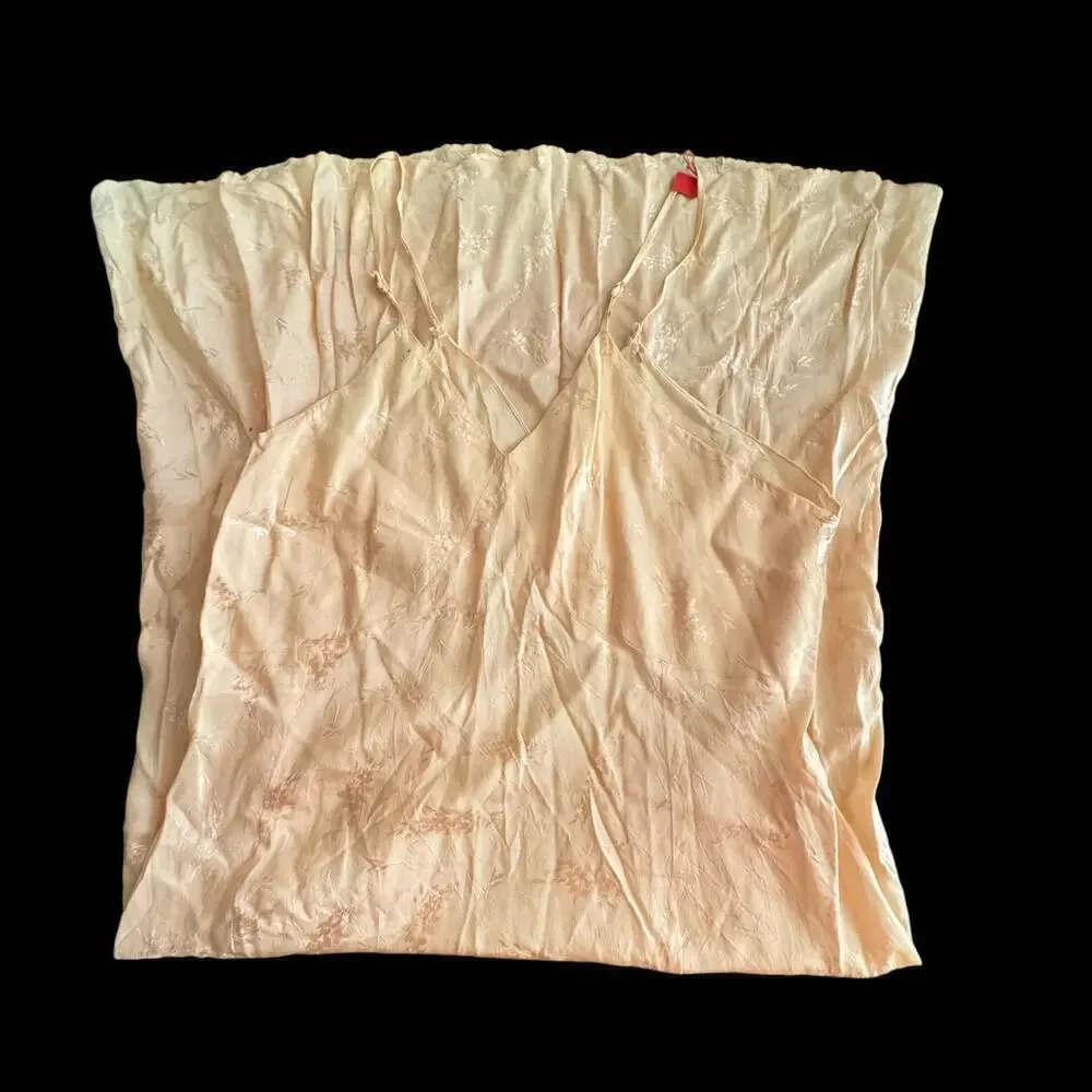 1930’s Cream Orangle Bias Cut Slip Dress Nightgown Floral Embossed Vintage READ - Picture 3 of 16
